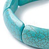 Dyed Synthetic Turquoise Rectangle Beaded Stretch Bracelets BJEW-P299-01A-01-2