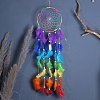 Rainbow Color Woven Web/Net with Feather Pendant Decorations PW-WG38297-01-4