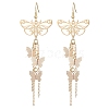 Butterfly Brass Charm Dangle Earrings for Women EJEW-TA00547-1