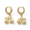 Brass Cherry Hoop Earrings EJEW-R016-04P-4