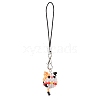 Cat Shape Glass Seed Bead Mobile Straps HJEW-MZ00136-2