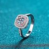 Rhodium Plated 925 Sterling Silver Micro Pave 6.5mm Cubic Zirconia Finger Rings for Women WGCD3AD-01-2