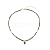 Cubic Zirconia Teardrop Pendant Necklace with Natural Gemstone Beaded Chains for Women NJEW-JN04121-4