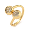 Brass Micro Pave Cubic Zirconia Cuff Rings RJEW-P127-07G-1