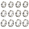 12Pcs 6 Size 201 Stainless Steel Grooved Finger Ring Settings STAS-TA0002-15P-2