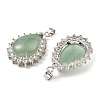 Natural Green Aventurine & Rhinestone Pendants G-K338-31P-05-2