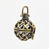 Vintage Filigree Round Brass Cage Pendants KK-D389-15AB-1