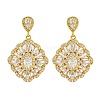 Brass Micro Pave Cubic Zirconia Dangle Stud Earrings EJEW-H014-01G-01-1