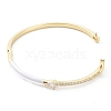 Enamel Teardrop Hinged Bangle with Cubic Zirconia BJEW-G673-01G-02-2