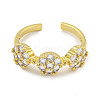 Rack Plating Brass Micro Pave Cubic Zirconia Flower Open Cuff Rings for Women RJEW-F162-04G-3