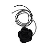 Fabric Flower Waxed Cord Choker Necklaces for Girls DO2804-4-3