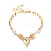 Heart Brass Charm Bracelets for Women BJEW-P342-18G-1