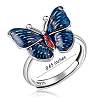 Rhodium Plated 925 Sterling Silver Butterfly Adjustable Ring with Enamel JR929A-3