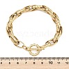 Textured 304 Stainless Steel Double Link Chain Bracelets for Women BJEW-P391-01C-G-3
