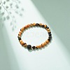 Natural Fire Crackle Agate & Lava Rock Stretch Bracelet BJEW-JB08362-01-2