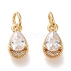 Brass Micro Pave Clear Cubic Zirconia Charms X-KK-F820-15C-G-1