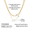 304 Stainless Steel Double Layer Necklaces with White Round Faux Pearl Pendants for Women KQ2558-6