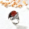 Natural Red Jasper Wings Adjustable Rings RJEW-K241-04AS-10-3