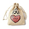 12Pcs 12 Styles Valentine's Day Printed Rectangle Burlap Cloth Packing Pouches ABAG-U006-02A-4