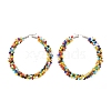 Colorful Glass Seed Braided Big Hoop Earrings EJEW-JE05015-2
