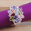 Cubic Zirconia Flower Finger Ring PW-WG24646-01-3