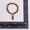 Natural Tiger Eye Stretch Bracelet with Bullet Shape Charm BJEW-SZ0002-56B-8