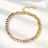 Brass Micro Pave Cubic Zirconia Square Link Chain Bracelets BJEW-L460-005G-3