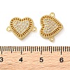 Rack Plating Brass Cubic Zirconia Heart Connector Charms KK-C084-08F-G-3