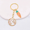 Cute Alloy Enamel Pendant Keychains with Carrot Charm FIND-PW0017-06A-1