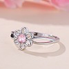 Flower Brass Micro Pave Pearl Pink Cubic Zirconia Finger Rings FS-WGCFB35-01-4