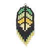Handmade Glass Seed Beaded Leaf Shape Big Pendants PALLOY-MZ00931-02-1