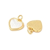 Brass Pave Natural White Shell Heart Charms KK-U055-27G-2