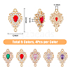 DICOSMETIC 20Pcs 5 Colors Brass Micro Pave Clear Cubic Zirconia Connector Charms KK-DC0002-82-2