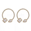 Brass Micro Pave Clear Cubic Zirconia Stud Earrings EJEW-K083-14G-1