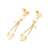 Brass ABS Plastic Pearl Dangle Stud Earrings EJEW-U040-16G-4