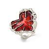 Heart Zinc Alloy Enamel Adjustable Rings for Women RJEW-Z048-04P-1