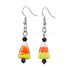 Halloween Candy Corn Handmade Lampwork & Glass Dangle Earrings EJEW-JE05871-3