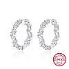 Rhodium Plated 925 Sterling Silver Micro Pave Cubic Zirconia Hoop Earrings CK5143-2-1