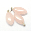 Horse Eye Natural Rose Quartz Pendants G-Q363-17-2