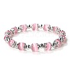 Pink Cat Eye Round Beaded Stretch Bracelets for Women JT2459-16-1