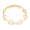 Heart Brass Micro Pave Clear Cubic Zirconia Link Chain Bracelets for Women BJEW-T025-01G-2