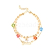 Constellation Alloy & Glass Seed Beads Double Layer Colorful Flower Anklets PW-WGA6E00-08-1