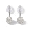 Anti-Tarnish Rhodium Plated 999 Sterling Silver Texture Round Stud Earrings for Women EJEW-S215-08P-2