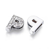 Alloy Initial Slide Charms with Grade A Rhinestones ALRI-R032-P-FF-2