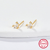 Golden 925 Sterling Silver Micro Pave Cubic Zirconia Stud Earrings FJ9969-3-2