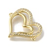 Rack Plating Brass Micro Pave Clear Cubic Zirconia Double Heart Links Connector Charms KK-K373-11B-G-2
