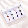 304 Stainless Steel with Glass Cuff Rings for Women RJEW-K309-41A-2