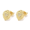 Heart Rack Plating Brass Micro Pave Cubic Zirconia Stud Earrings EJEW-F331-07G-1