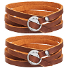 2Pcs Cowhide Cord Wrap Bracelets for Men Women BJEW-GF0001-38-1