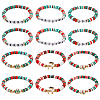 12Pcs 2 Sets Christmas Theme Polymer Clay Heishi Beaded Stretch Bracelets BJEW-ME0001-17A-1